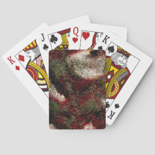 Weefseltextuur in bruin tot mos groen en wit pokerkaarten