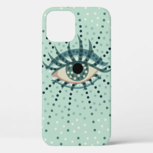 Weegblauw oog met Stippen Abstracte Psychedelische iPhone 12 Hoesje