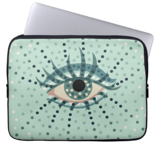 Weegblauw oog met Stippen Abstracte Psychedelische Laptop Sleeve