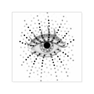 Weegblauw oog met Stippen Abstracte Psychedelische Zelfinktende Stempel