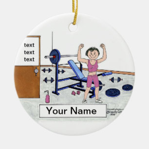 Weeglifter - Vrouw, persoonlijke Cartoon Keramisch Ornament