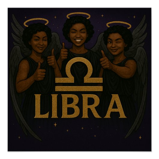 Weegschaal Black Angel Zodiac Glossy Poster Perfect Poster (Voorkant)