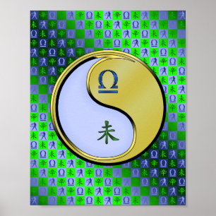 Weegschaal en metalen geit poster
