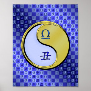 Weegschaal en metalen os poster