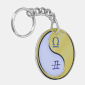 Weegschaal en metalen os sleutelhanger (Voorkant Links)