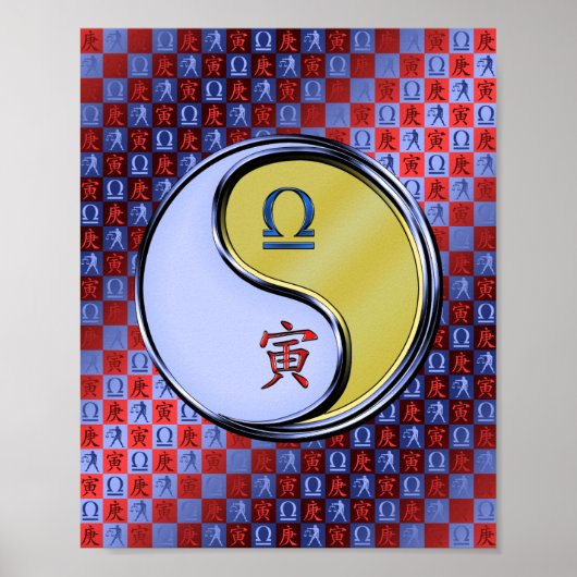 Weegschaal en metalen tijger poster (Voorkant)