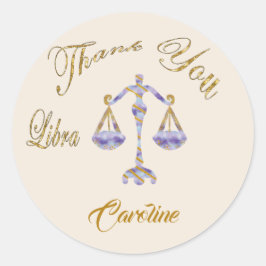 Weegschaal Gold Glitter Dank je Ronde Sticker