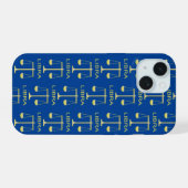 Weegschaal Gouden Schalen Sterrenteken Patroon iPhone 15 Hoesje (Achterkant horizontaal)