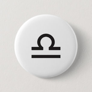 WEEGSCHAAL, HOROSCOOP SYMBOOL RONDE BUTTON 5,7 CM