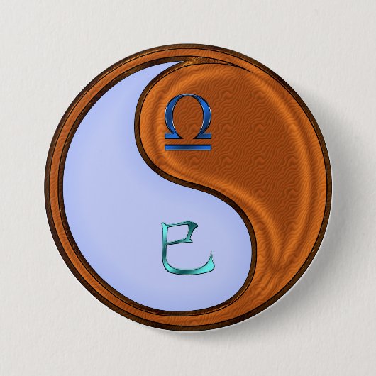Weegschaal & Houten Slang Ronde Button 7,6 Cm (Voorkant)