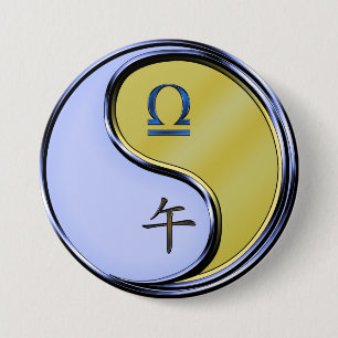 Weegschaal & Metaal Paard Ronde Button 7,6 Cm
