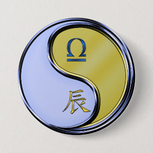 Weegschaal & Metalen Draak Ronde Button 7,6 Cm