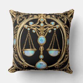 Weegschaal, Opaal en Goud Gepersonaliseerde Zodiac Kussen