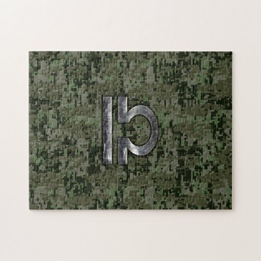 Weegschaal Sterrenbeeld op bosgroene digitale camo Legpuzzel (Horizontaal)