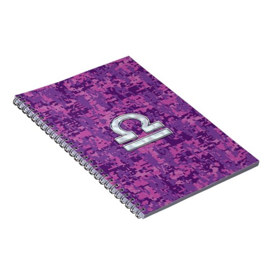 Weegschaal Sterrenbeeld op Fuchsia Digitale Camo Notitieboek (Rechterzijde)