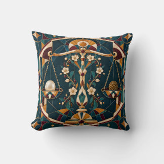 Weegschaal Teal Bourgondië Geometrische Mozaïek Kussen