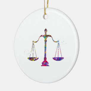 Weegschaal van de rechtvaardigheid keramisch ornament
