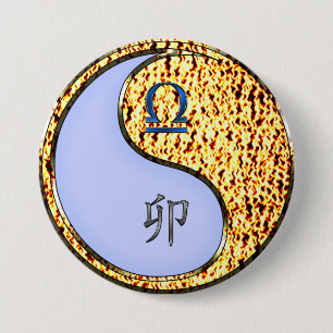 Weegschaal & Vuur Konijn Ronde Button 7,6 Cm