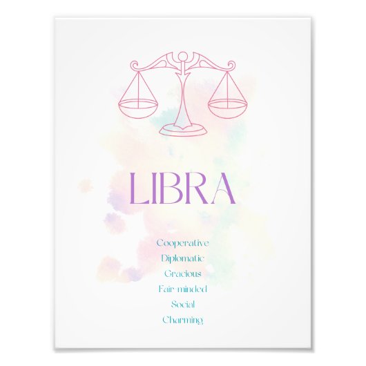 Weegschaal Zodiac Art Print Foto Afdruk (Voorkant)