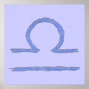 Weegschaal. Zodiac Astrological Sign. Blauw. Poster