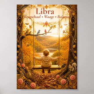 Weegschaal Zodiac Kunst | Droomachtige Astrologie Poster