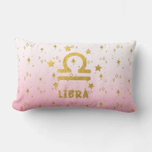 Weegschaal Zodiac Roze en Gouden Lendekussen Kussen