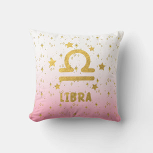 Weegschaal Zodiac Roze en Gouden Sierkussen