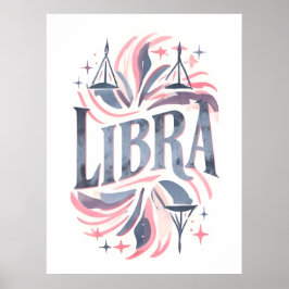  Weegschaal Zodiac Sign grillige illustratie Poster