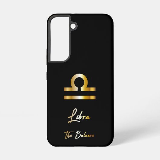 Weegschaal Zodiac Sign, Zwart & Goud Samsung Galaxy Hoesje (Achterkant)