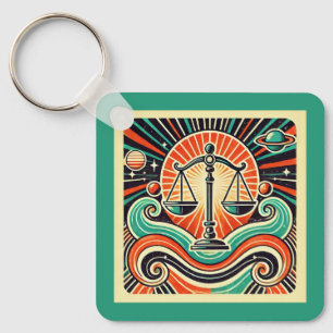 Weegschaal Zodiac Sleutelhanger Retro Design