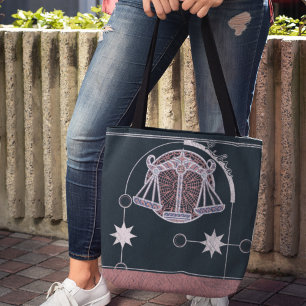 Weegschaal Zodiac Teken Roze en Blauwe Mandala Draagtas