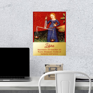 Weegschaal Zodiac Teken Schalen Verjaardagsfeest Folie Afdrukken