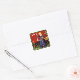 Weegschaal Zodiac Teken Schalen Verjaardagsfeest Vierkante Sticker