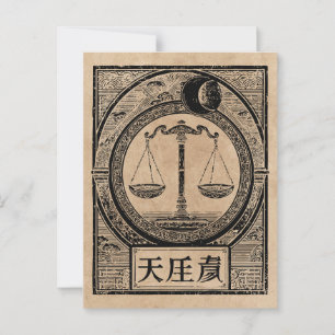 Weegschaal Zodiac Wabi Sabi Art schaalontwerp Briefkaart