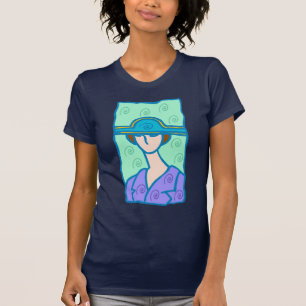 Weegvrouw uit 1920 in paars t-shirt