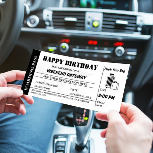Week-end Getaway Anniversaire Carte d'embarquement