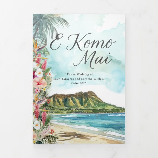 Week-end mariage | Oahu, Hawaii Invitation Tri-Fol (Page de couverture)
