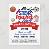 Week van de Waardering voor Leraren PTO All Star R Briefkaart (Voorkant)