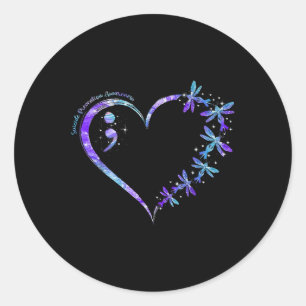 Week van Suïcidepreventie-bewustzijn Hart Puntkomm Ronde Sticker