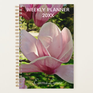 Weekblad / Maandelijks roze Floral Foto Name Plann Planner