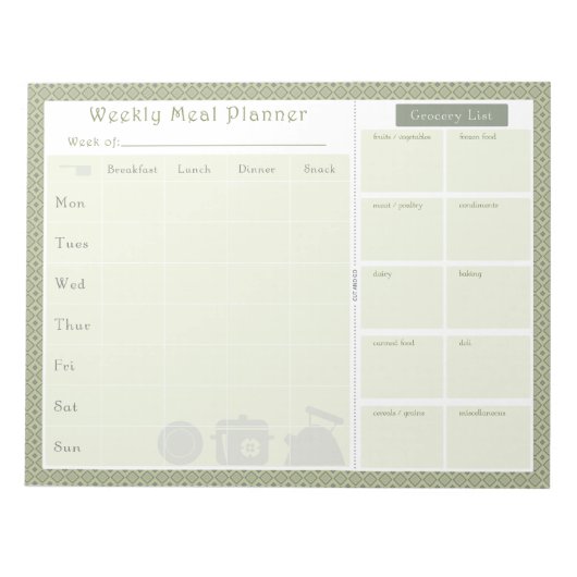 Weekblad Meal Planner Green Diamond Notitieblok (Voorkant)