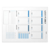 Weekblad met zondag start (blauw) 8,5 x 11 inch notitieblok (Voorkant)
