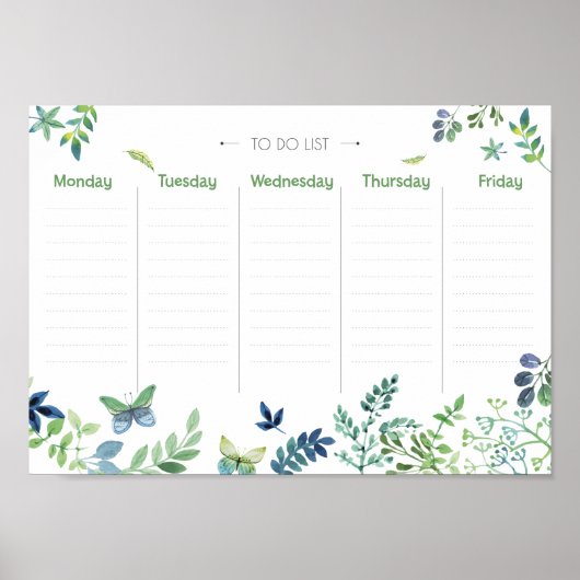 Weekblad om een groene waterverf florale lijst te poster (Voorkant)