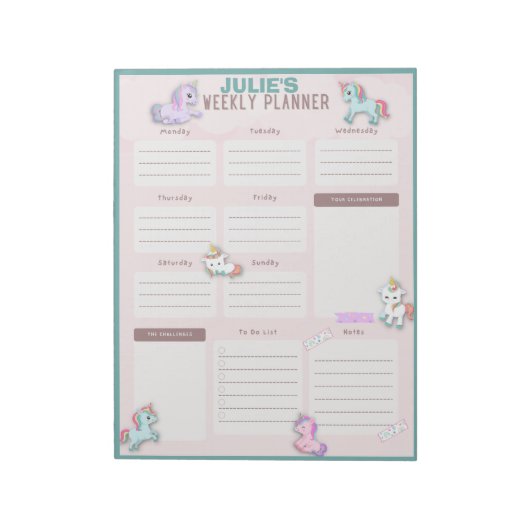Weekblad Unicorn Planner Notitieblok (Gedraaid)