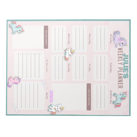 Weekblad Unicorn Planner Notitieblok (Voorkant)