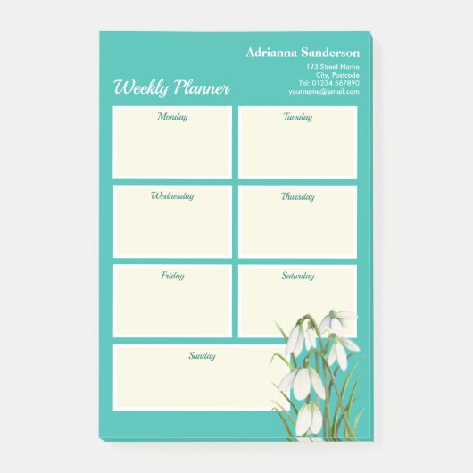 Weekblad Witte sneeuw laat Waterverf vallen Post-it® Notes (Voorkant)