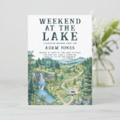 Weekend bij het meer | Uitnodiging Bachelor Party (Staand voorkant)