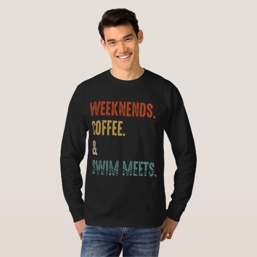 Weekend Coffee Swim ontmoet Retro Drink Coffee Swi T-shirt (Voorkant volledig)