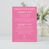WEEKEND DETAILS Leuke roze witte harten goud RSVP Kaartje (Staand voorkant)