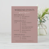 Weekend Evenementen Schema voor Bruiloft Kaart (Staand voorkant)